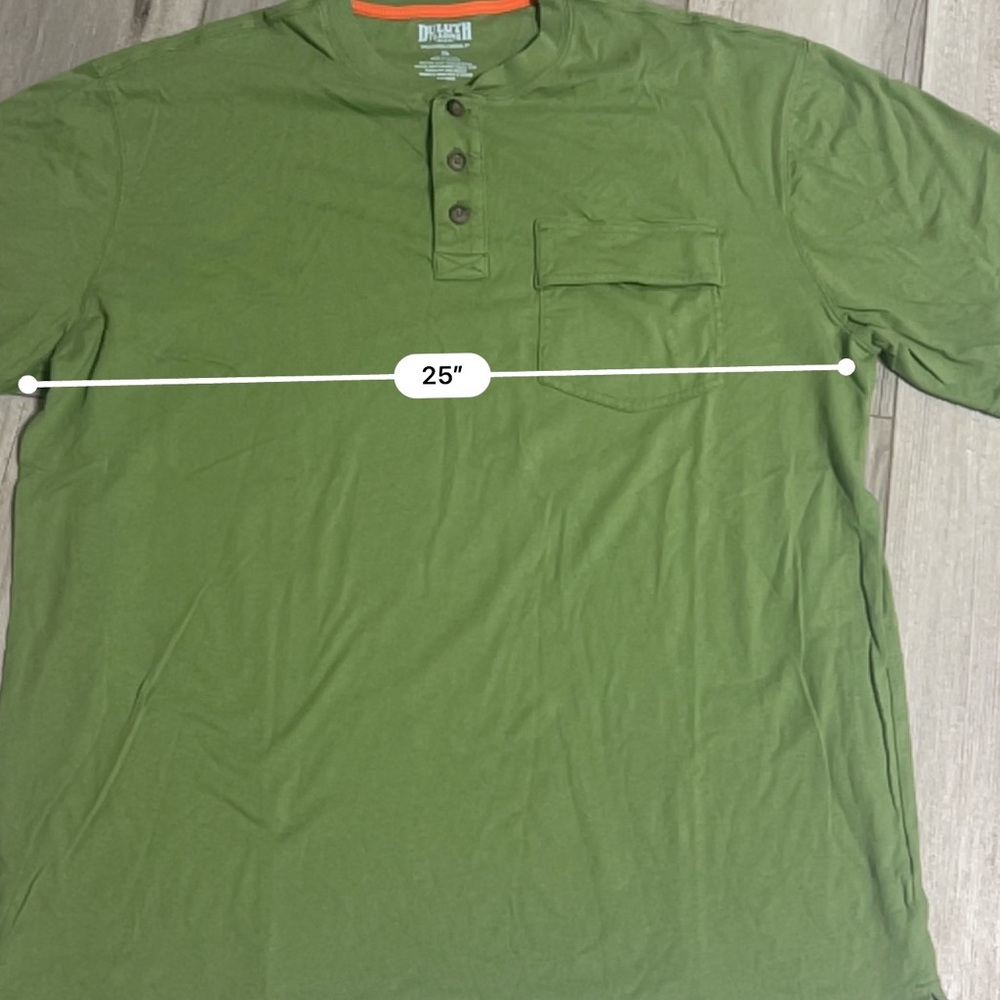 Duluth Trading Olive Green Short Sleeve Henley Shirt Pocket Men XL - Picture 8 of 10